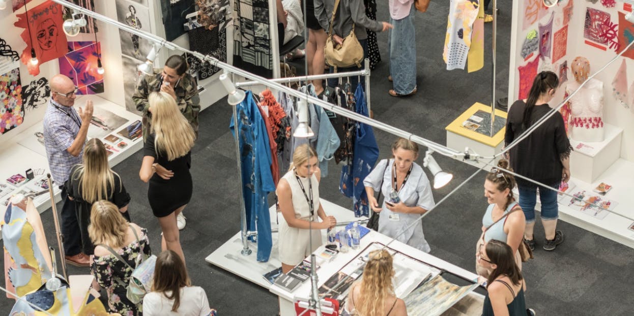 People shopping and networking at a retail tradeshow