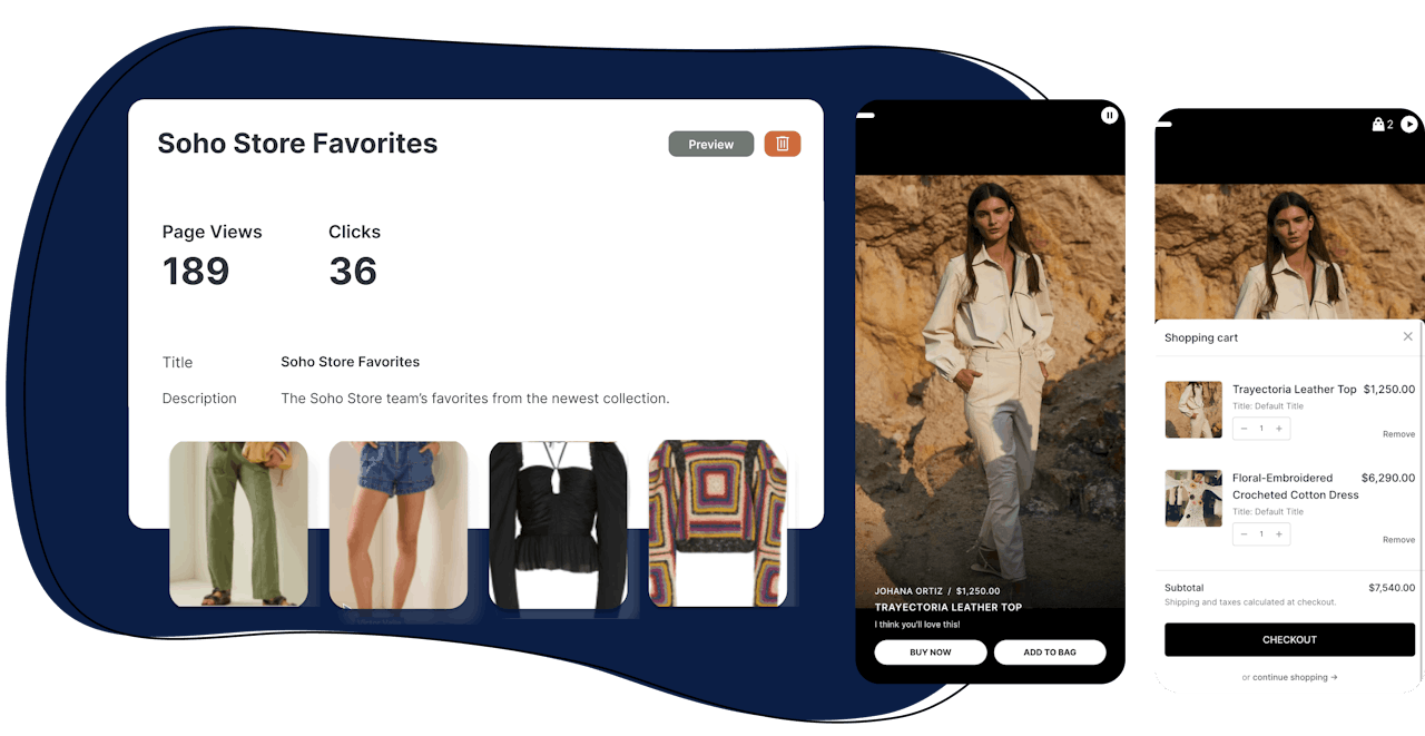 Creating and tracking a Shoppable Story from Endear