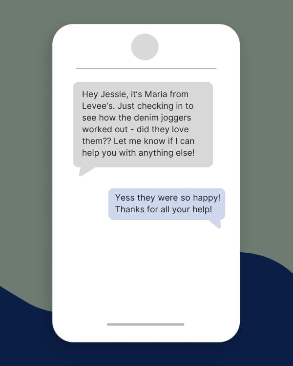 A phone depicting a text conversation