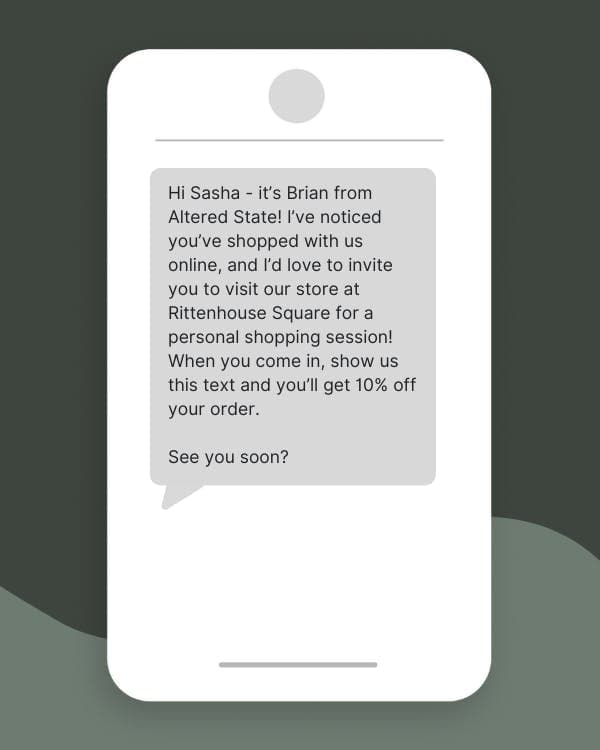 A phone depicting a text conversation