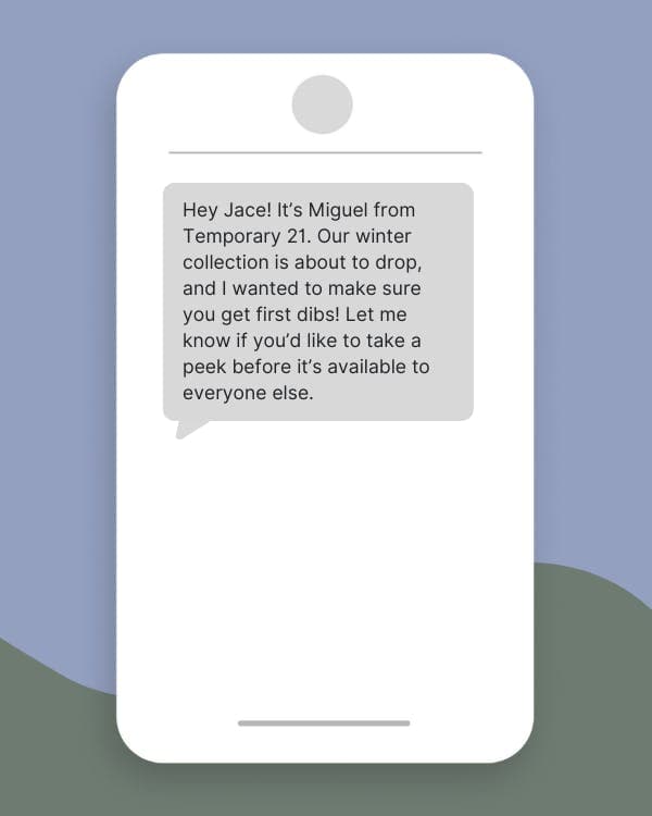 A phone depicting a text conversation