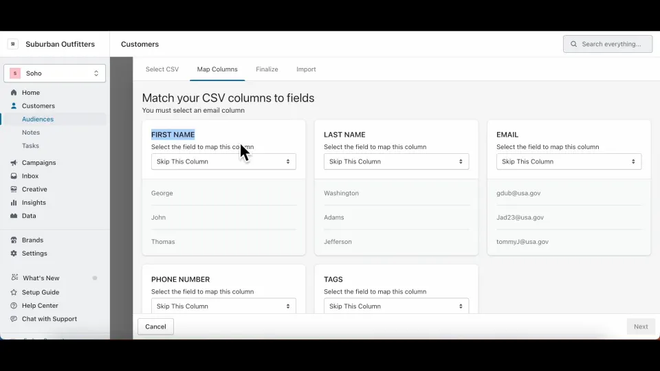 Importing Customers with a CSV