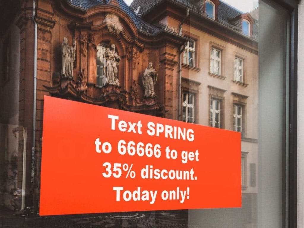 Text for discount sign