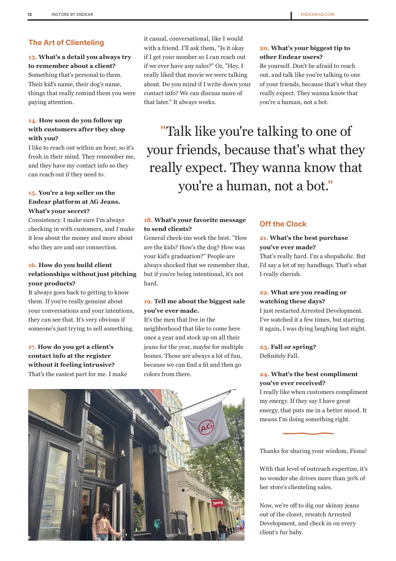 The art of clienteling — questions 13 through 24. Page 13 of 28.
