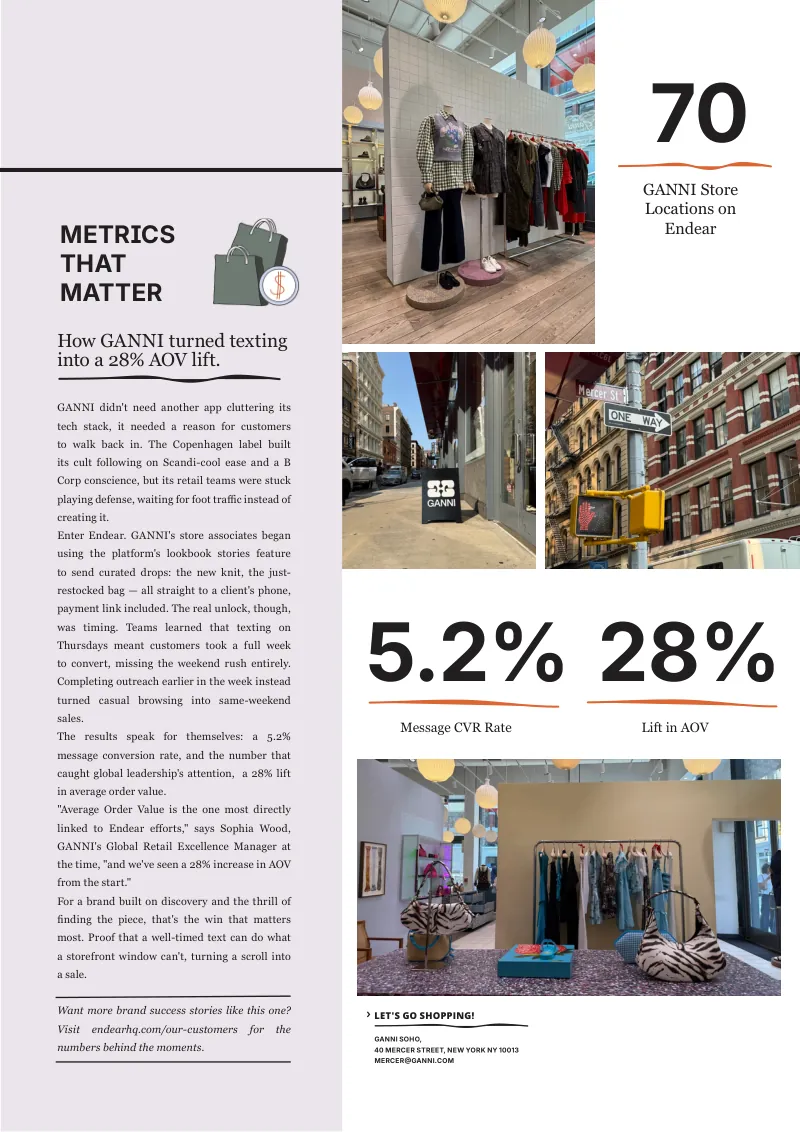 How GANNI turned texting into a 28% AOV lift. Page 19 of 28.